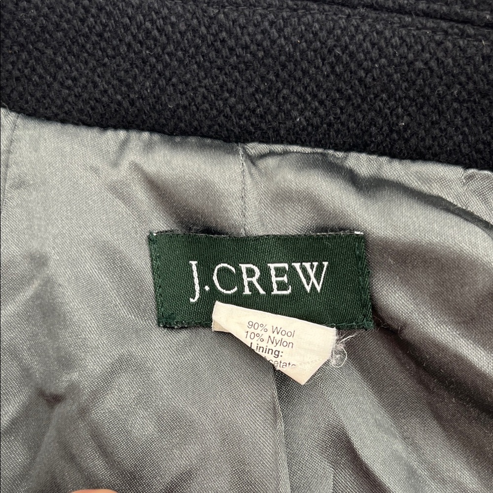 J.Crew Black Wool Blend Double Breasted Belted Peacoat Jacket Size 2 - Picture 10 of 14